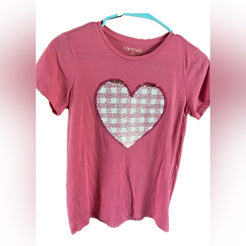 EUC Crewcuts Heart Flip-Sequin Tee